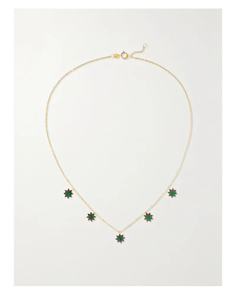 L’Atelier Nawbar Cosmic Ibiza Mini Kette Aus 18 Karat Gold Mit Malachiten Und Diamanten Gold
