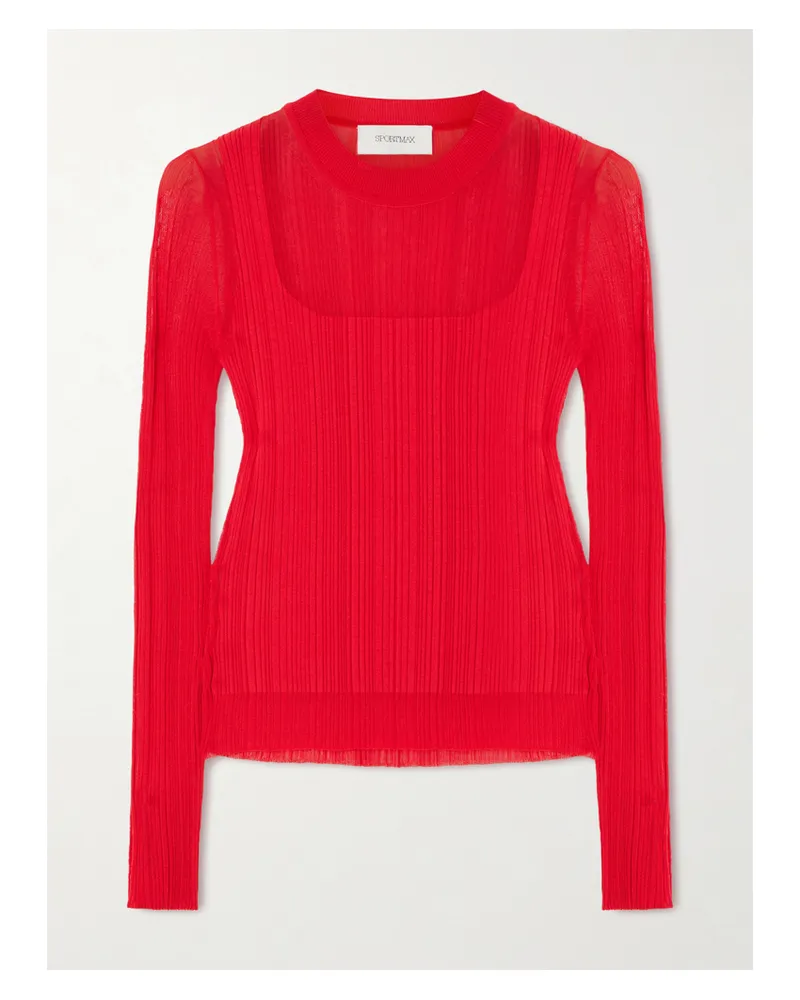 SPORTMAX Ribbed-knit Top - Red Red