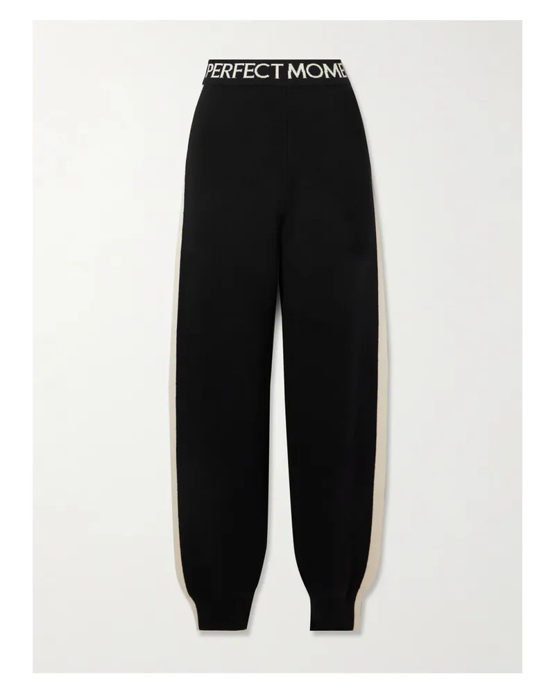 Perfect Moment La Tour Jogginghose Aus Einer Wollmischung Mit Intarsienmotiv - Schwarz Schwarz