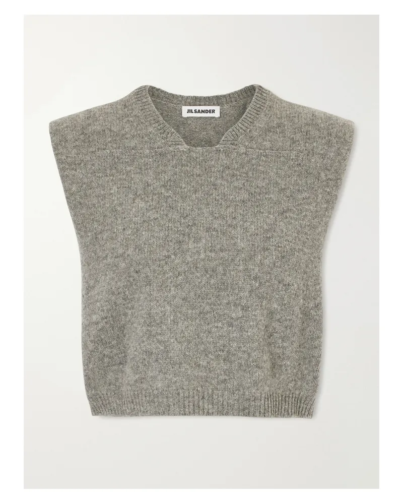 Jil Sander Cropped Wool-blend Sweater Vest - Gray Gray