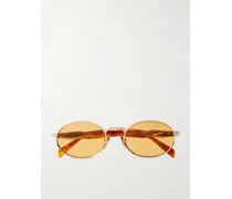 Sonnenbrille Mit Ovalem Rahmen Aus Azetat In Hornoptik Mit Goldfarbenen Details