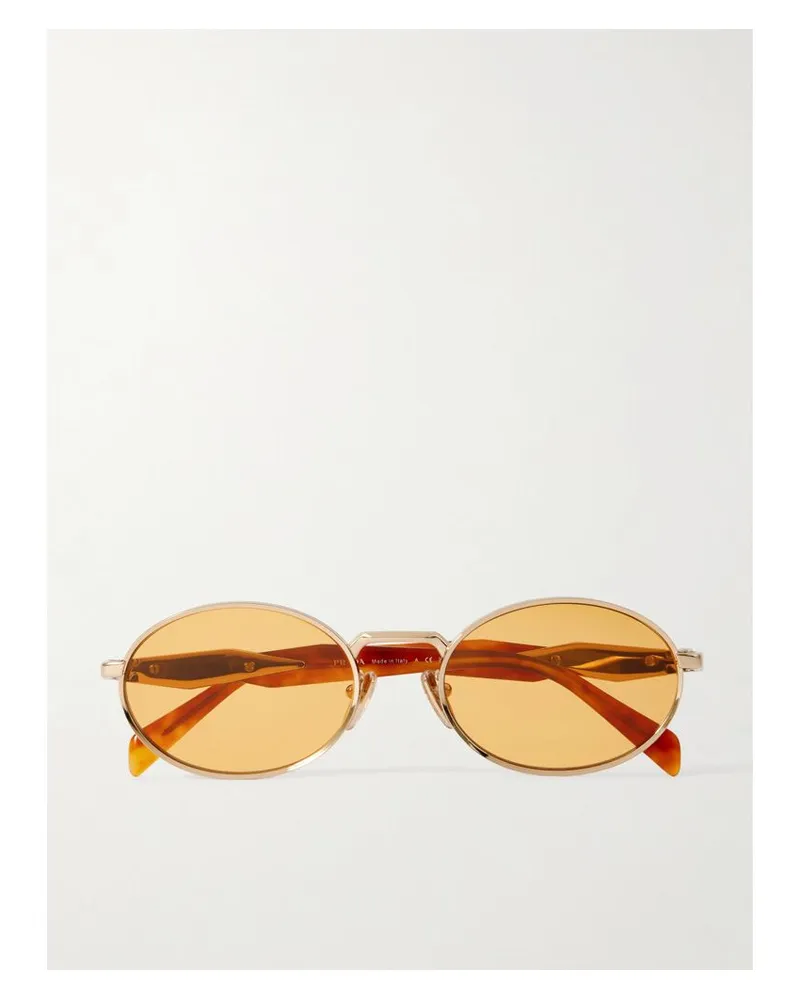 Prada Sonnenbrille Mit Ovalem Rahmen Aus Azetat In Hornoptik Mit Goldfarbenen Details Gold