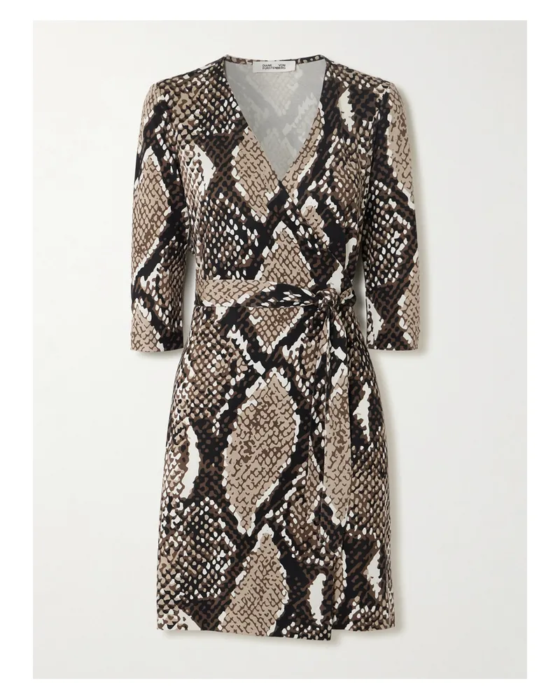 Diane von Furstenberg Julian Mini-wickelkleid Aus Seiden-jersey Mit Schlangenprint - Braun Braun