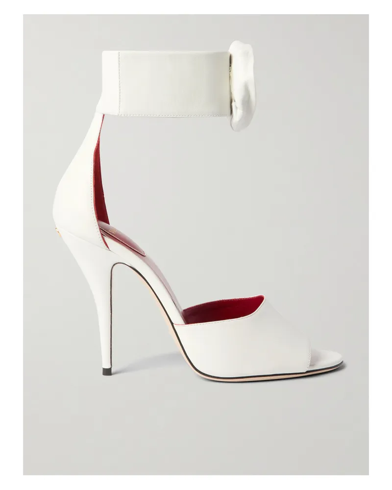 Valentino Garavani Drip Rose 105 Sandalen Aus Leder Mit Schnalle Und Kristallen - Weiß Weiß