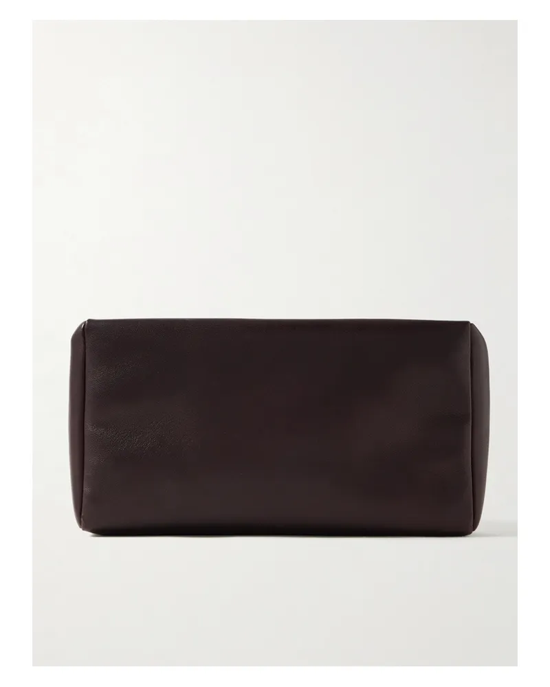 The Row Leather Clutch - Brown Brown
