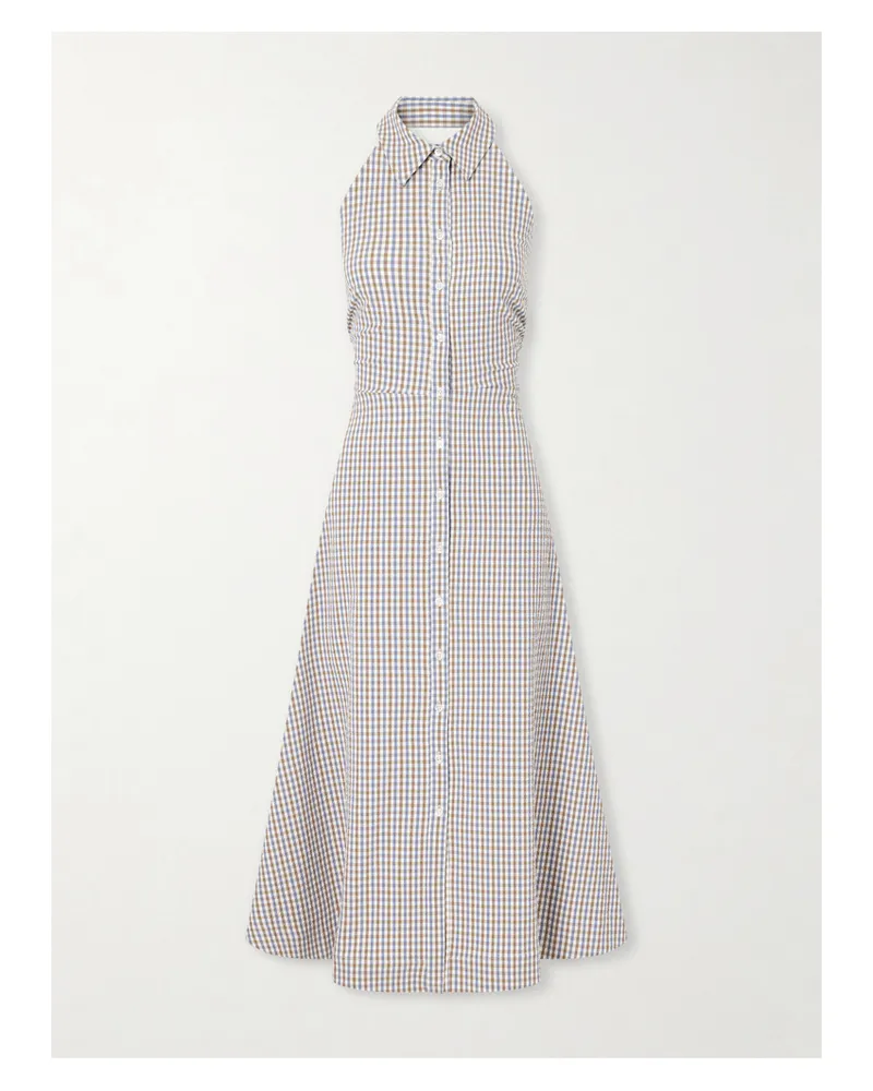 Veronica Beard Mackey Checked Cotton-seersucker Midi Dress - Multi Multi