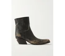 Memphis Distressed Leather Cowboy Boots - Black