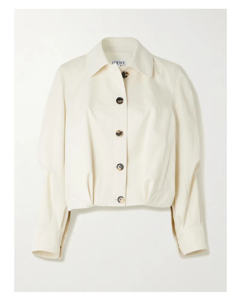 Loewe Jacke Aus Einer Baumwoll-seidenmischung Mit Stickerei - Elfenbein Elfenbein