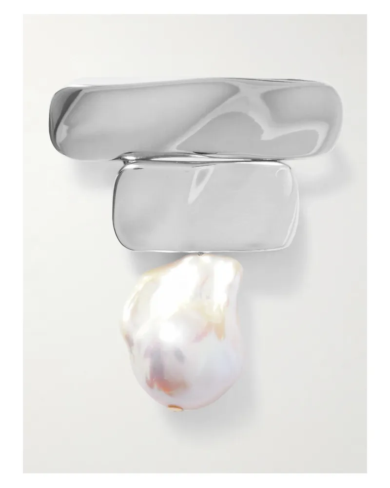 AGMES Ilona Recycled Sterling Silver Pearl Brooch Silver