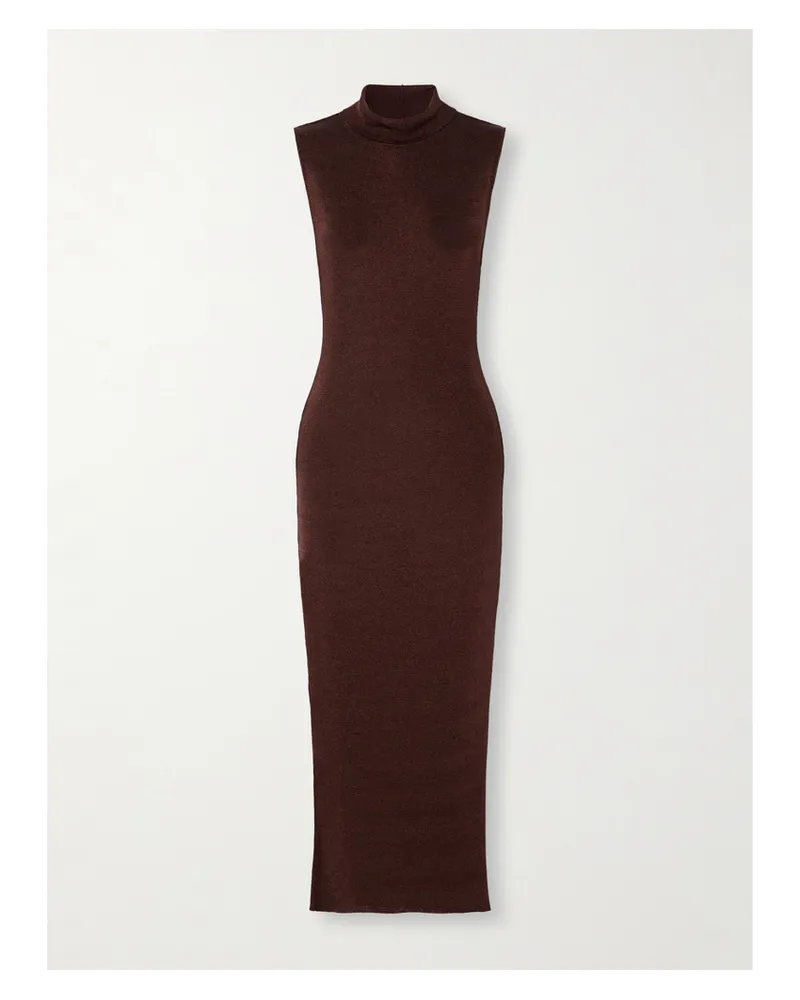 GAUGE81 Flora Midikleid Aus Jersey Aus Einer Baumwollmischung In Metallic-optik Mit Rollkragen - Braun Braun