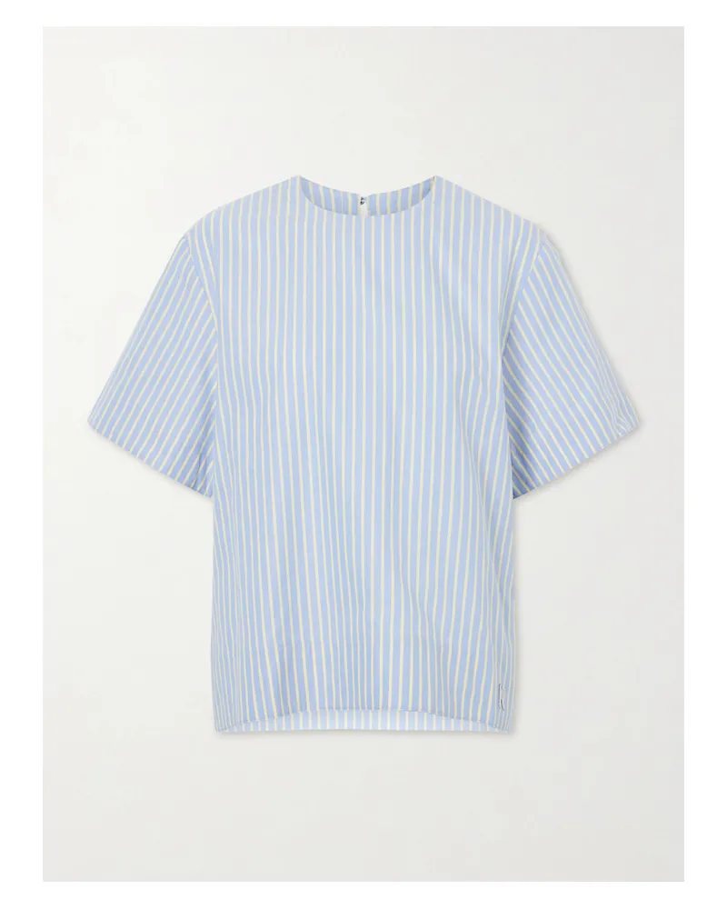 Paco Rabanne Saria T-shirt Aus Gestreifter Baumwollpopeline - Blau Blau