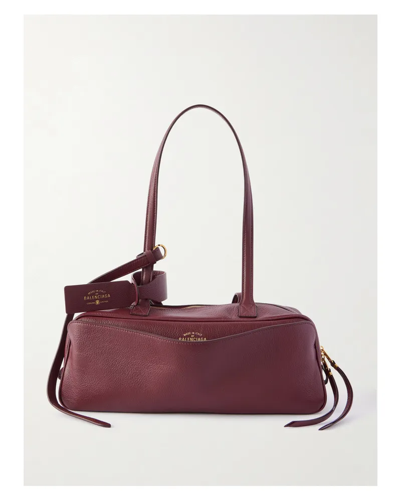 Balenciaga Carrie Small Textured-leather Shoulder Bag - Burgundy Burgundy