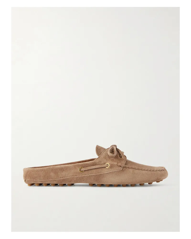 TOD'S Gommino Bow-detailed Suede Mules - Brown Brown