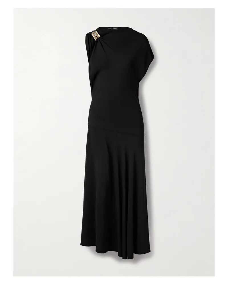 Proenza Schouler Rue Asymmetrisches Kleid Aus Crêpe Mit Raffungen Und Verzierung - Schwarz Schwarz