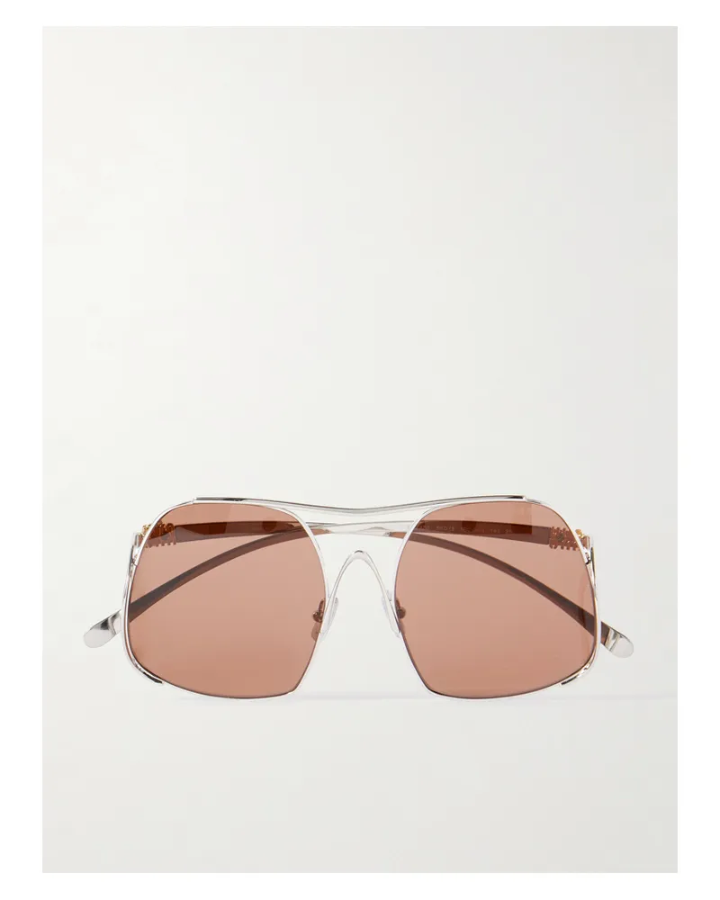 Miu Miu Silberfarbene Sonnenbrille Mit Eckigem Rahmen Silber