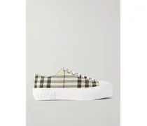 Checked Canvas Sneakers - Neutrals