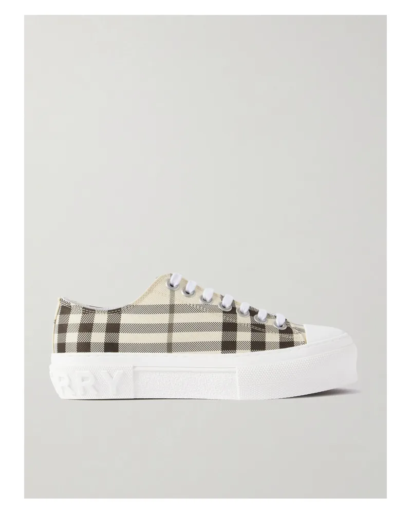 Burberry Checked Canvas Sneakers - Neutrals Neutrals