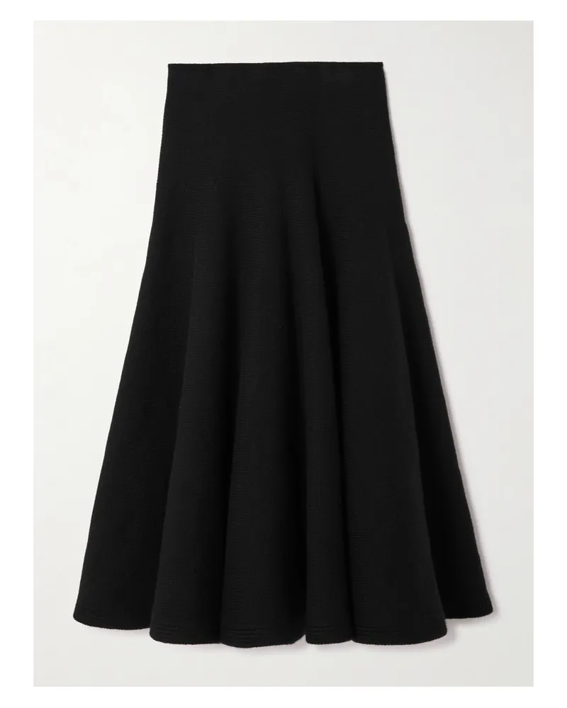 Alaïa Pleated Knitted Cashmere And Wool-blend Midi Skirt - Black Black