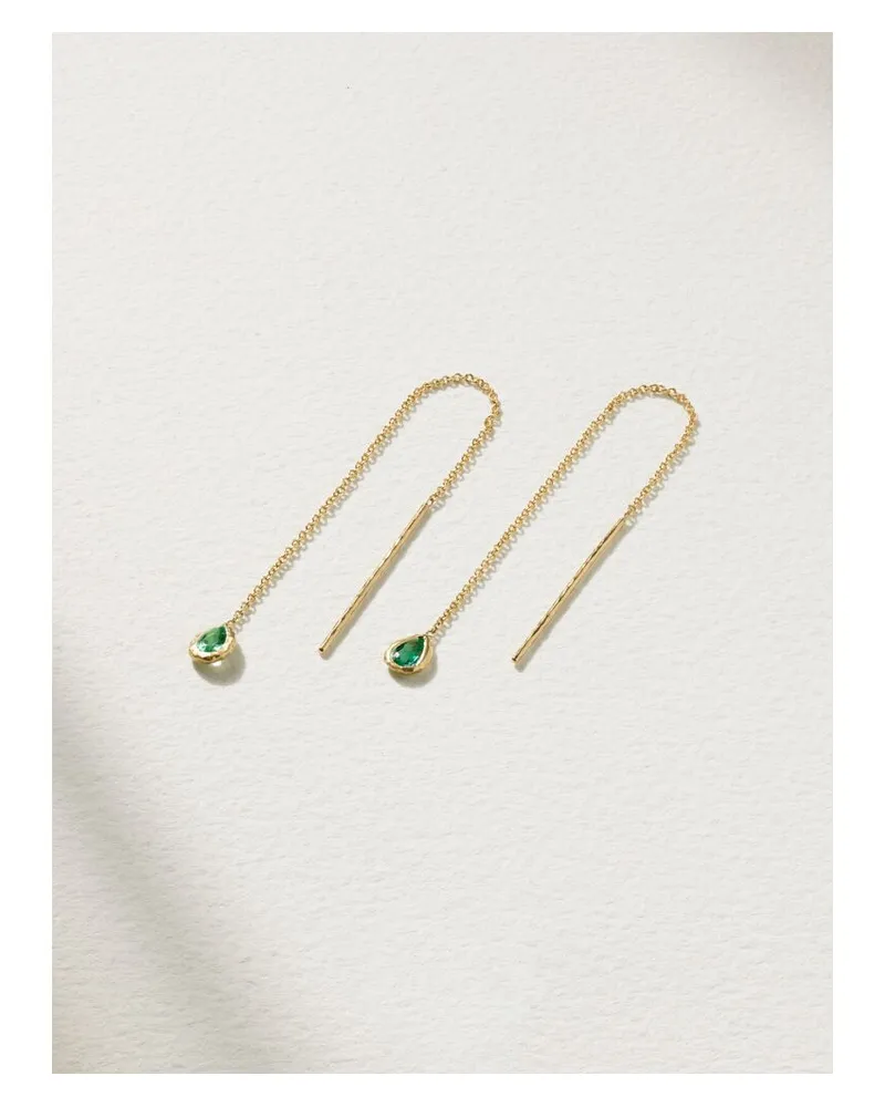 Octavia Elizabeth Net Sustain Nesting Gem Ohrringe Aus Recyceltem 18 Karat Gold Mit Smaragden Gold