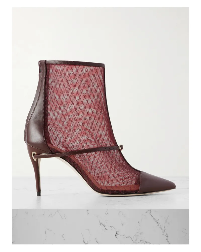 Jennifer Chamandi Rocco 85 Ankle Boots Aus Mesh Mit Lederbesätzen Und Schnalle - Burgunder Burgunder
