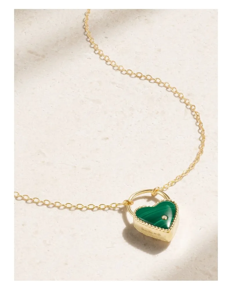 Yvonne Léon Kette Aus 18 Karat Gold Mit Malachit Und Diamant Gold