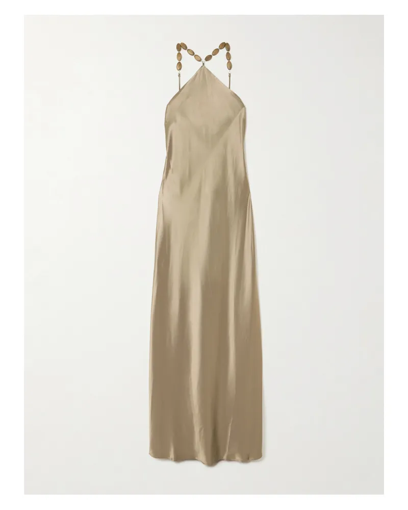 STAUD Cadence Maxikleid Aus Satin Mit Verzierungen - Gold Gold