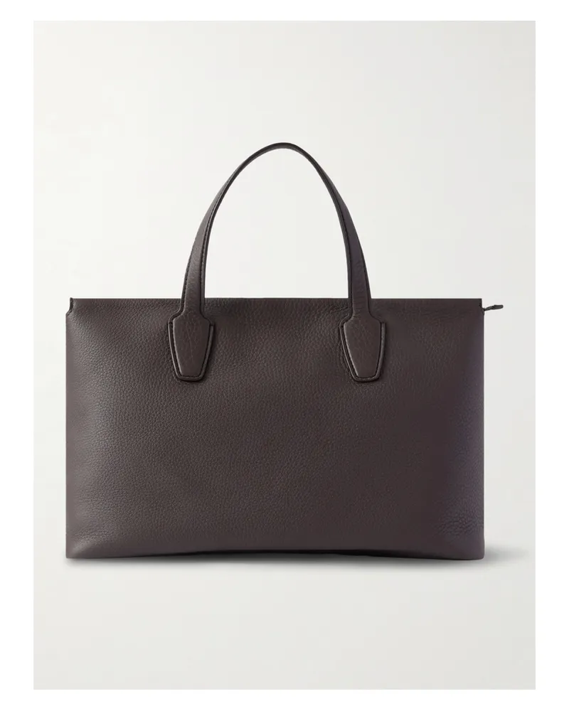 The Row Marcel Textured-leather Tote - Brown Brown