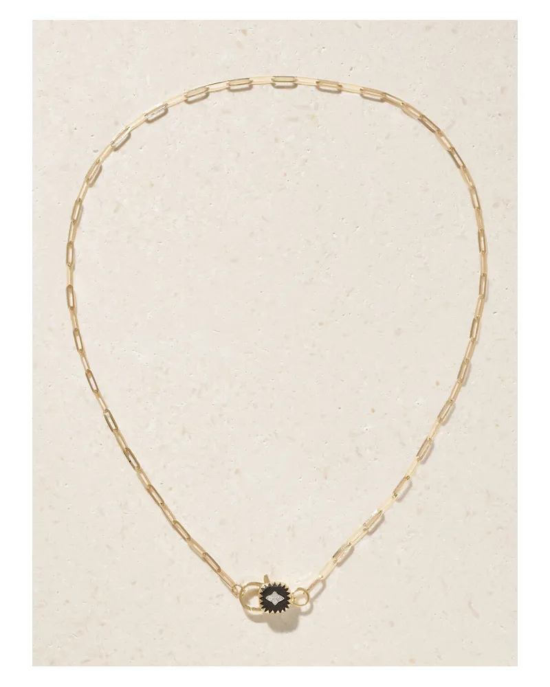 Pascale Monvoisin Ginger Kette Aus 9 Karat Gold Mit Harz Und Diamanten - Schwarz Schwarz