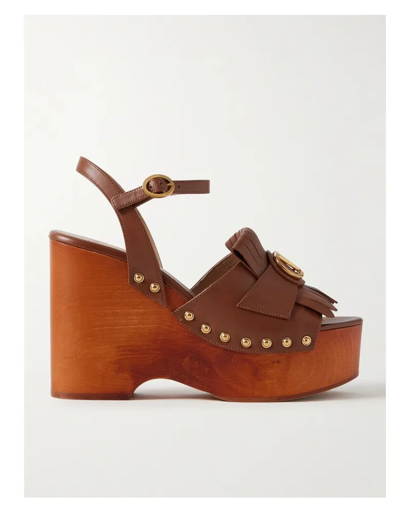 Valentino Garavani Plateausandalen Aus Leder Mit Nieten - Braun Braun