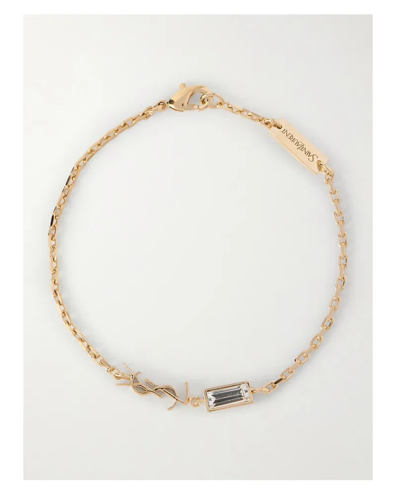 Saint Laurent Goldfarbenes Armband Mit Kristall Gold