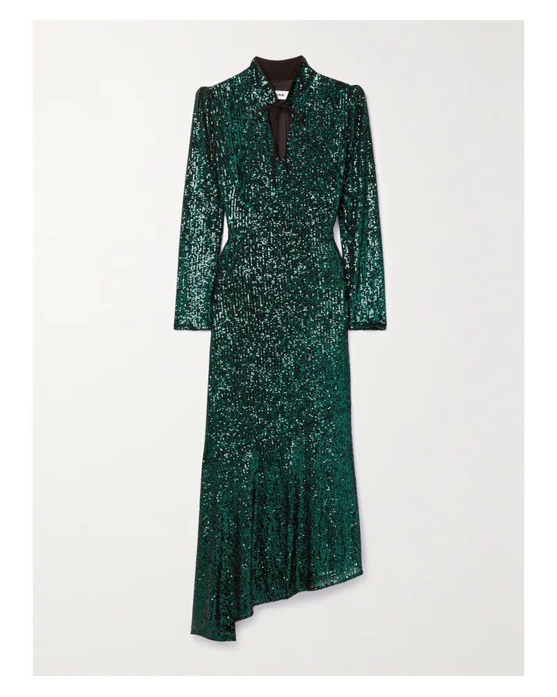 Cefinn Jacquetta Asymmetrisches Midikleid Aus Tüll Mit Pailletten Und Cut-out - Grün Grün