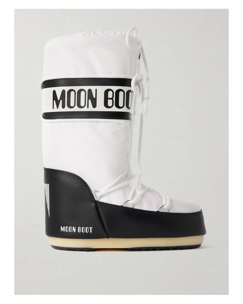 Moon Boot Icon Shell And Faux Leather Snow Boots - White White