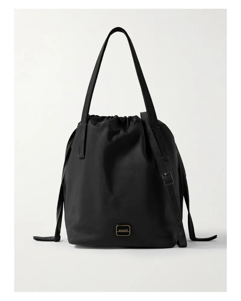 KHAITE Rory Leather-trimmed Shell Bucket Bag - Black Black