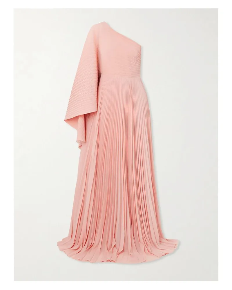 Solace London Maci Schulterfreie Robe Aus Plissiertem Chiffon - Pink Pink