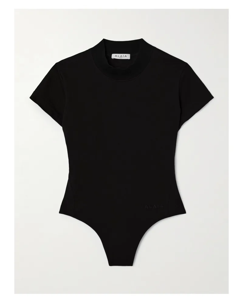 Alaïa Body Aus Stretch-baumwoll-jersey Mit Stickerei - Schwarz Schwarz