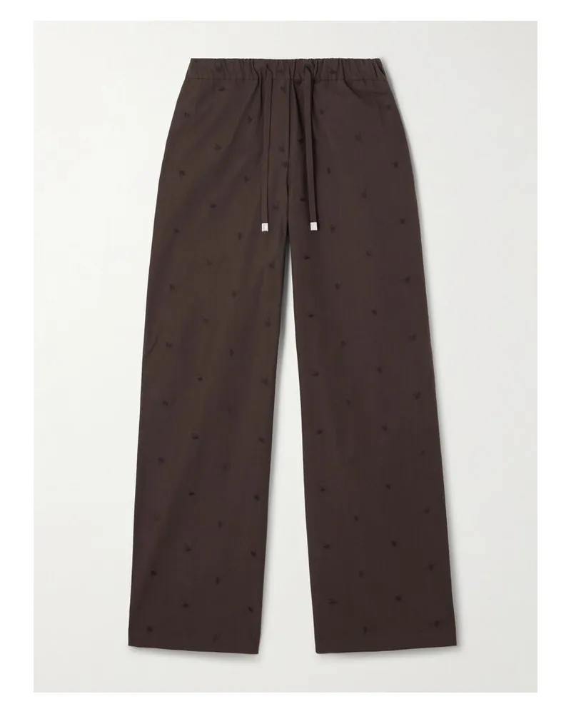 ATTICO Bestickte Hose Mit Weitem Bein Aus Popeline Aus Einer Baumwollmischung - Braun Braun