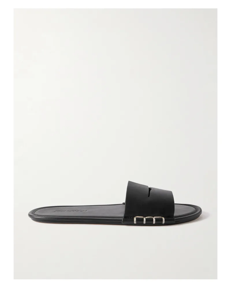 J.W.Anderson Loafer Leather Slides - Black Black