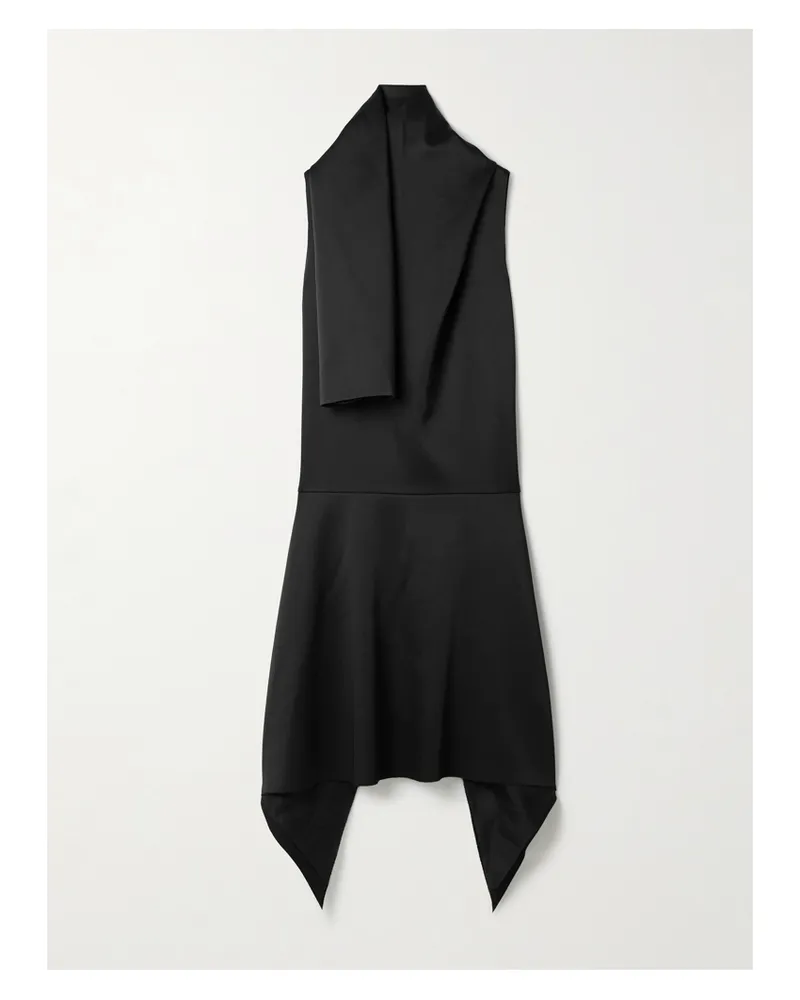 KHAITE Loell Draped Duchesse-satin Midi Dress - Black Black