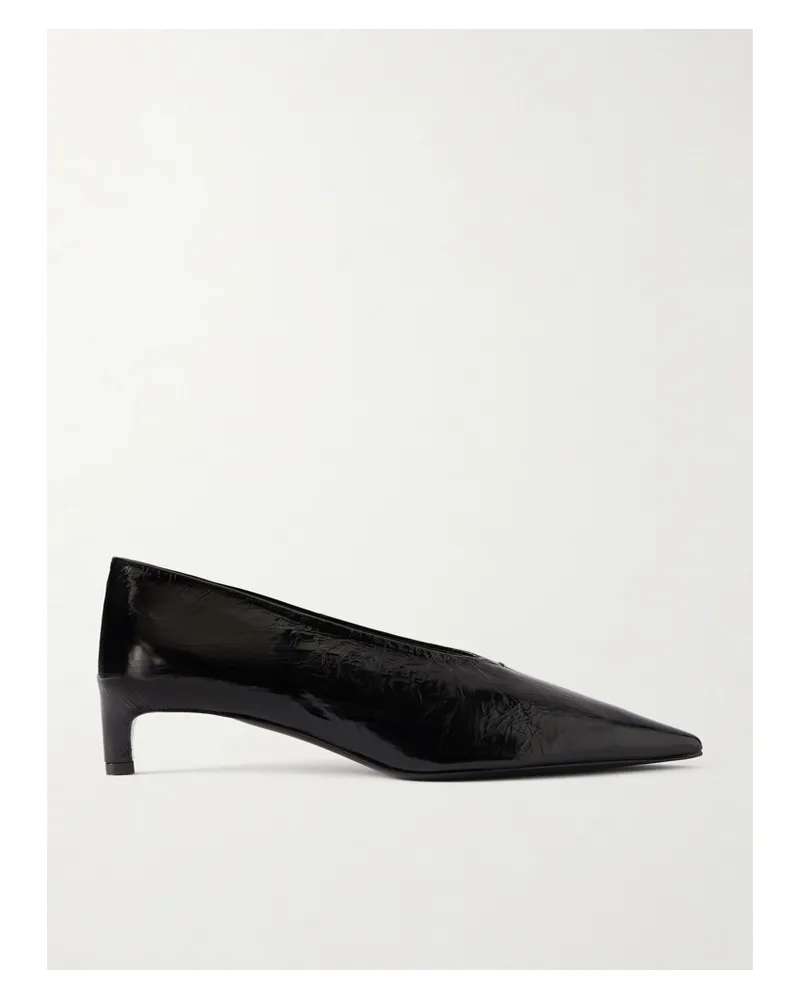Jil Sander Crinkled Patent-leather Pumps - Black Black