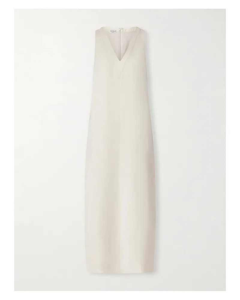 Brunello Cucinelli Crepe Midi Dress - Neutrals Neutrals