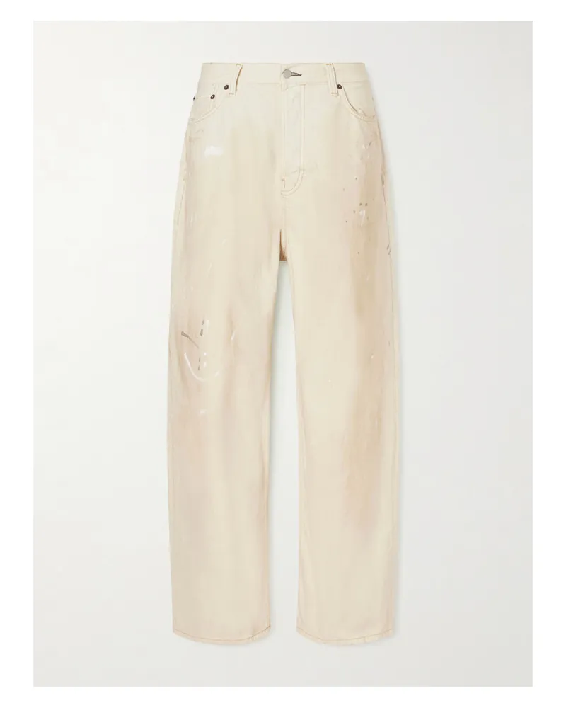 Acne Studios 2023 Distressed Low-waist Leather-trimmed Jeans - Neutrals Neutrals