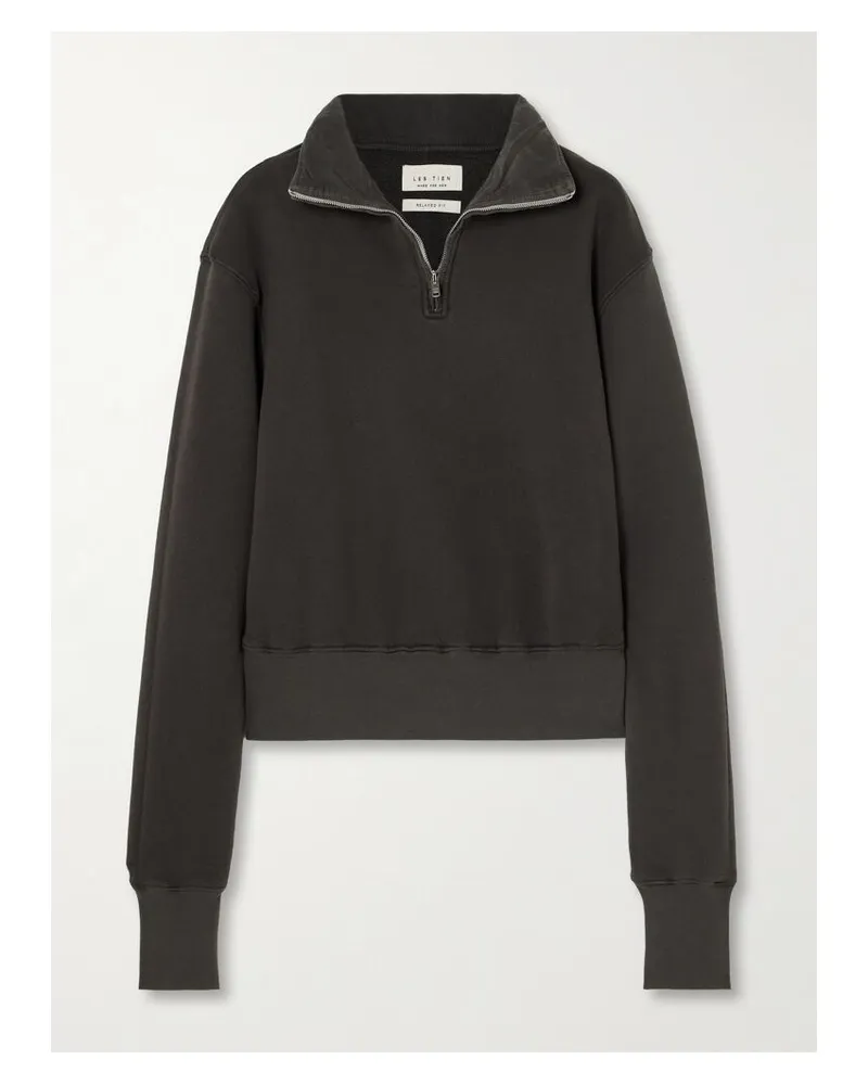 LES TIEN Bailey Verkürzter Pullover Aus Baumwoll-jersey - Schwarz Schwarz