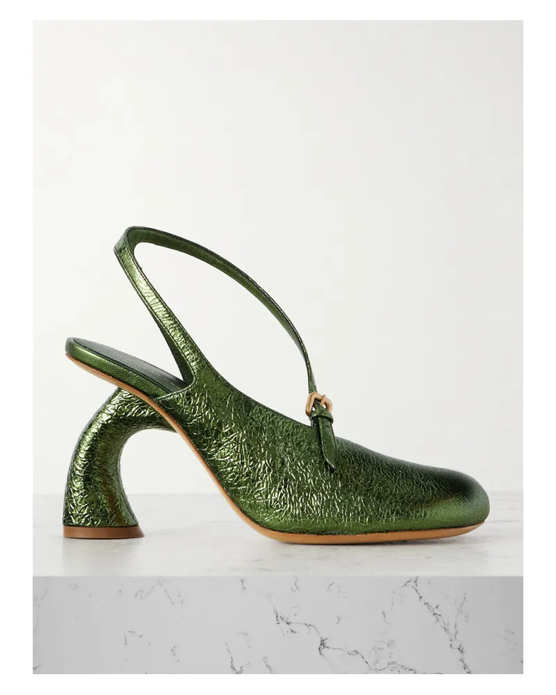 Dries van Noten Pumps Aus Leder In Knitteroptik - Grün Grün