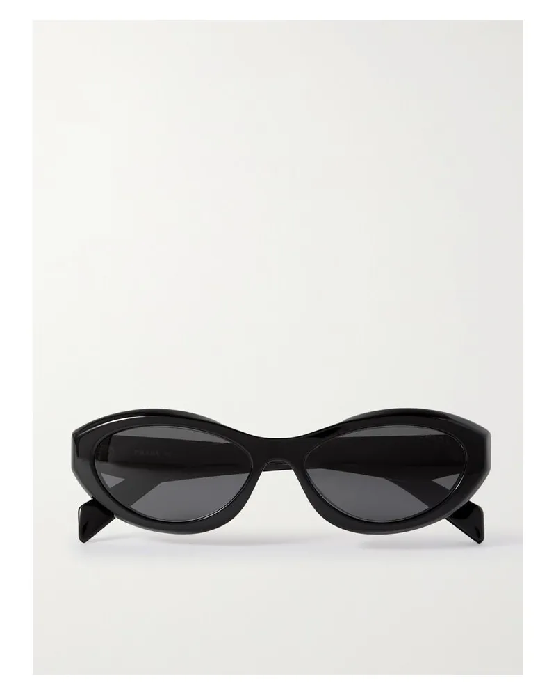 Prada Sonnenbrille Mit Ovalem Rahmen Aus Azetat - Schwarz Schwarz