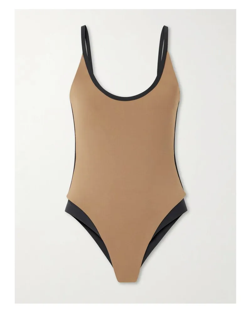 Marysia Calacatta Zweifarbiger Badeanzug - Braun Braun