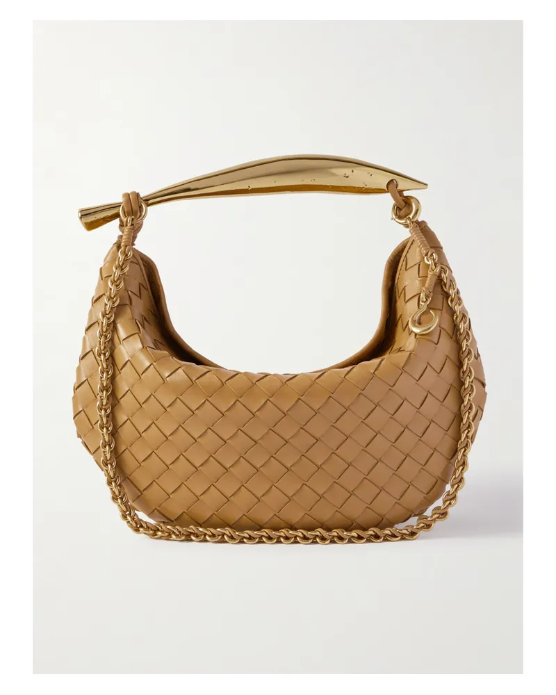 Bottega Veneta Sardine Chain Intrecciato Leather Tote - Brown Brown