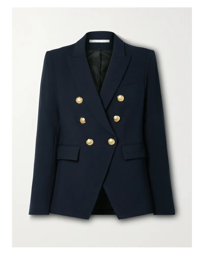 Veronica Beard Miller Dickey Double-breasted Grain De Poudre Blazer - Blue Blue