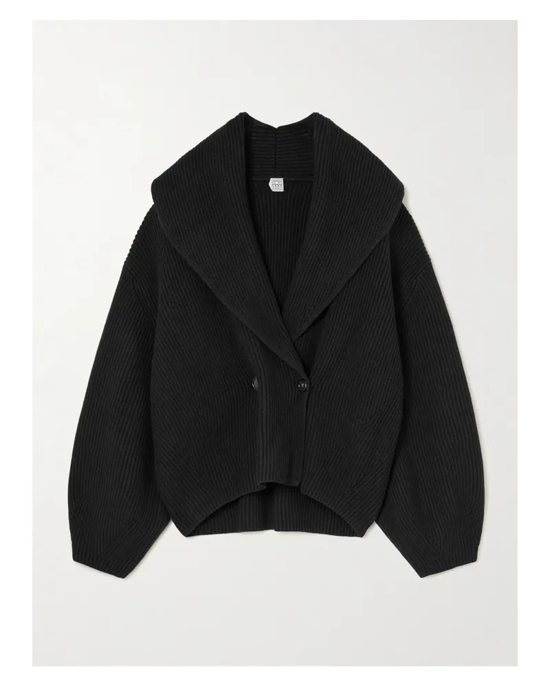 Totême Oversized-cardigan Aus Wolle In Rippstrick - Schwarz Schwarz