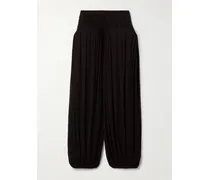 Pleated Crepe Tapered Pants - Brown
