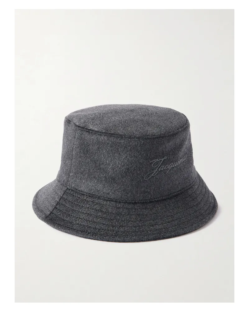 Jacquemus Le Bob Fischerhut Aus Wolle Mit Stickerei - Grau Grau